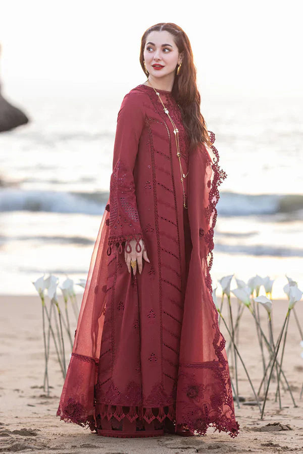 Lawn-3PC Embroidered Shirt with Organza Embroidered Dupatta
