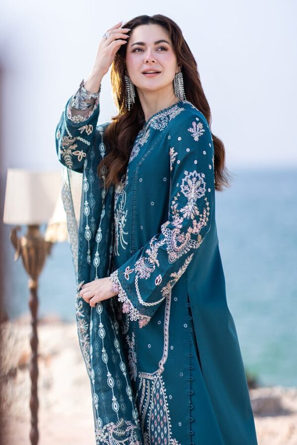Lawn-3PC Embroidered Shirt with Organza Embroidered Dupatta