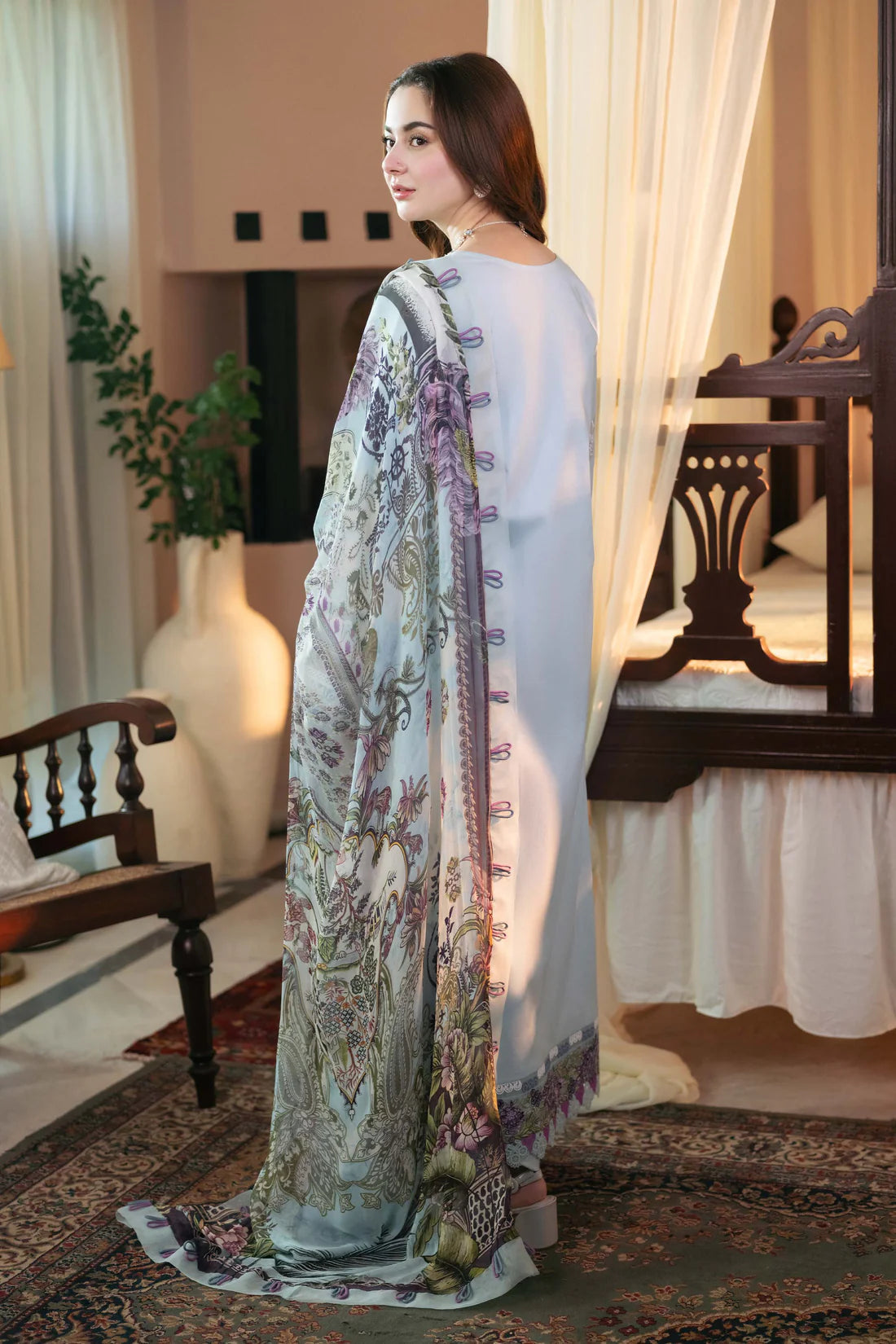 JADE Lawn 3PC Embroidered With Digital Print Dupatta