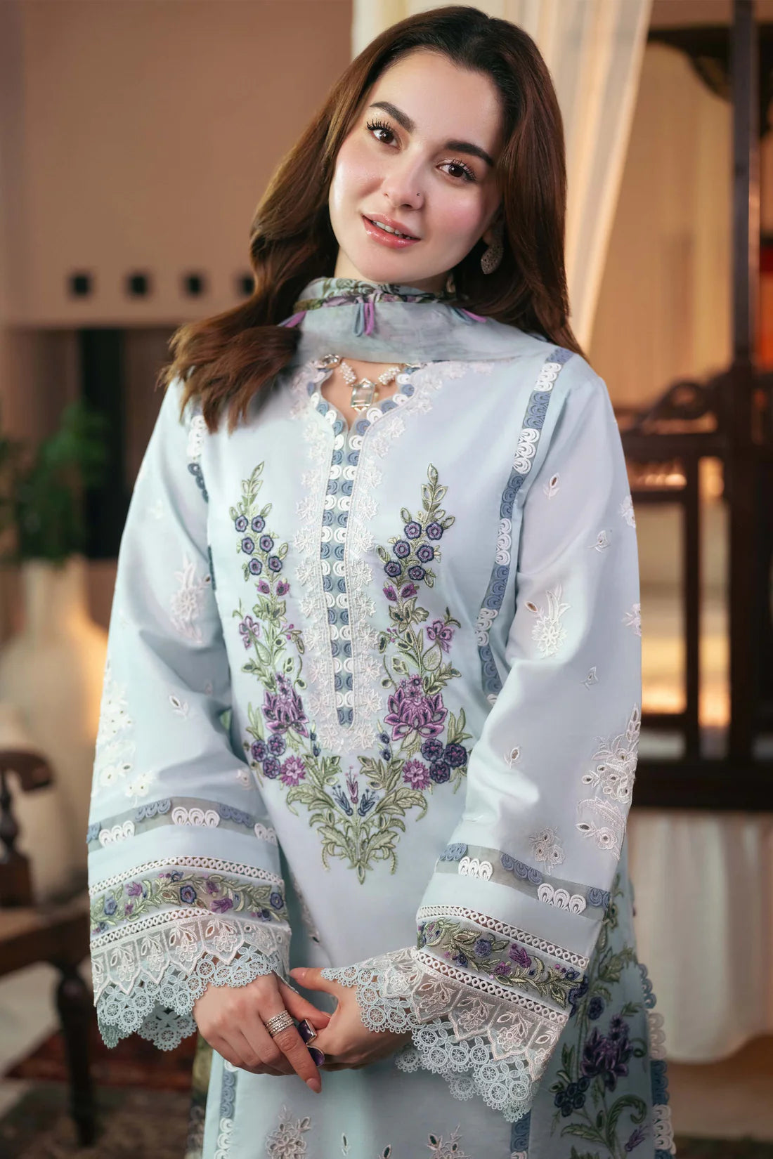JADE Lawn 3PC Embroidered With Digital Print Dupatta