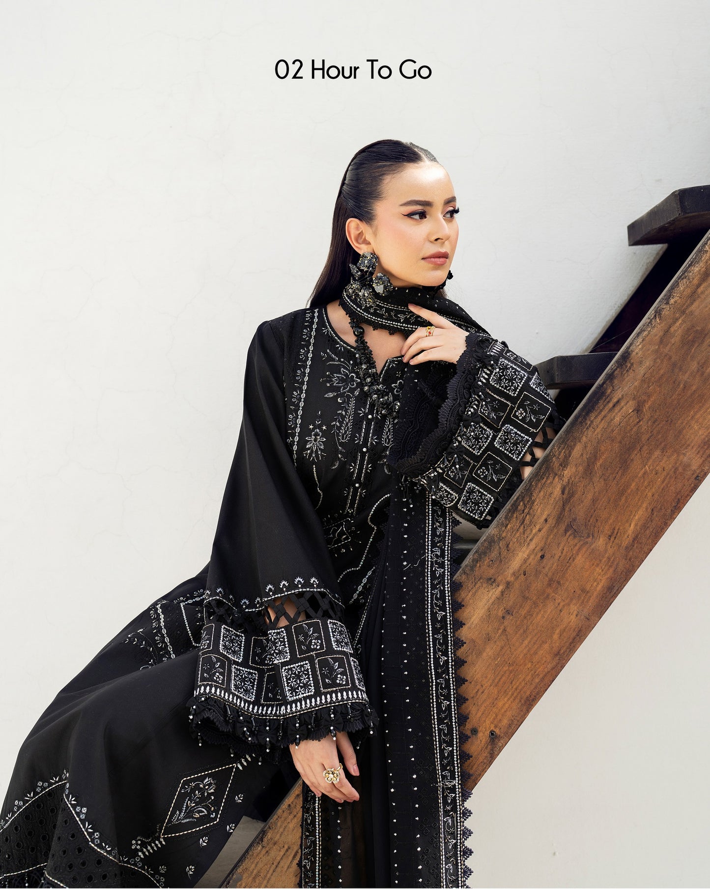NAQSHI Lawn 3PC Embroidered WithChiffon Embroidery Dupatta