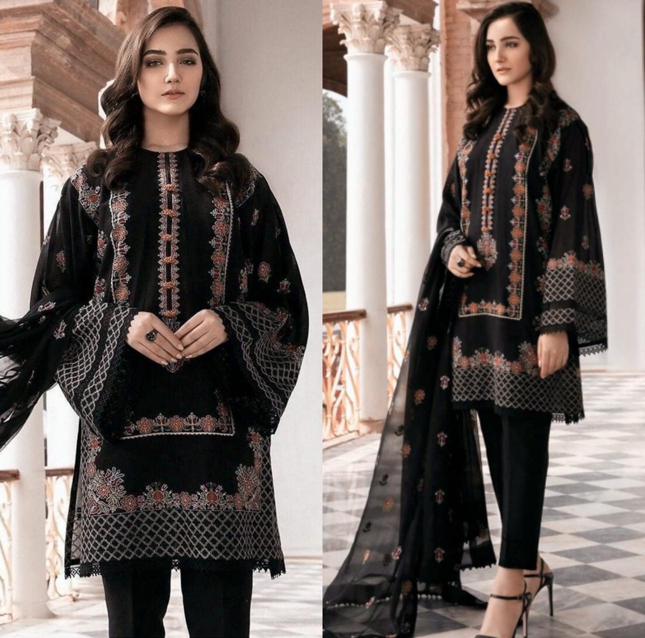 Bareeze Lawn 3PC Embroidedi With Chiffon Dupatta