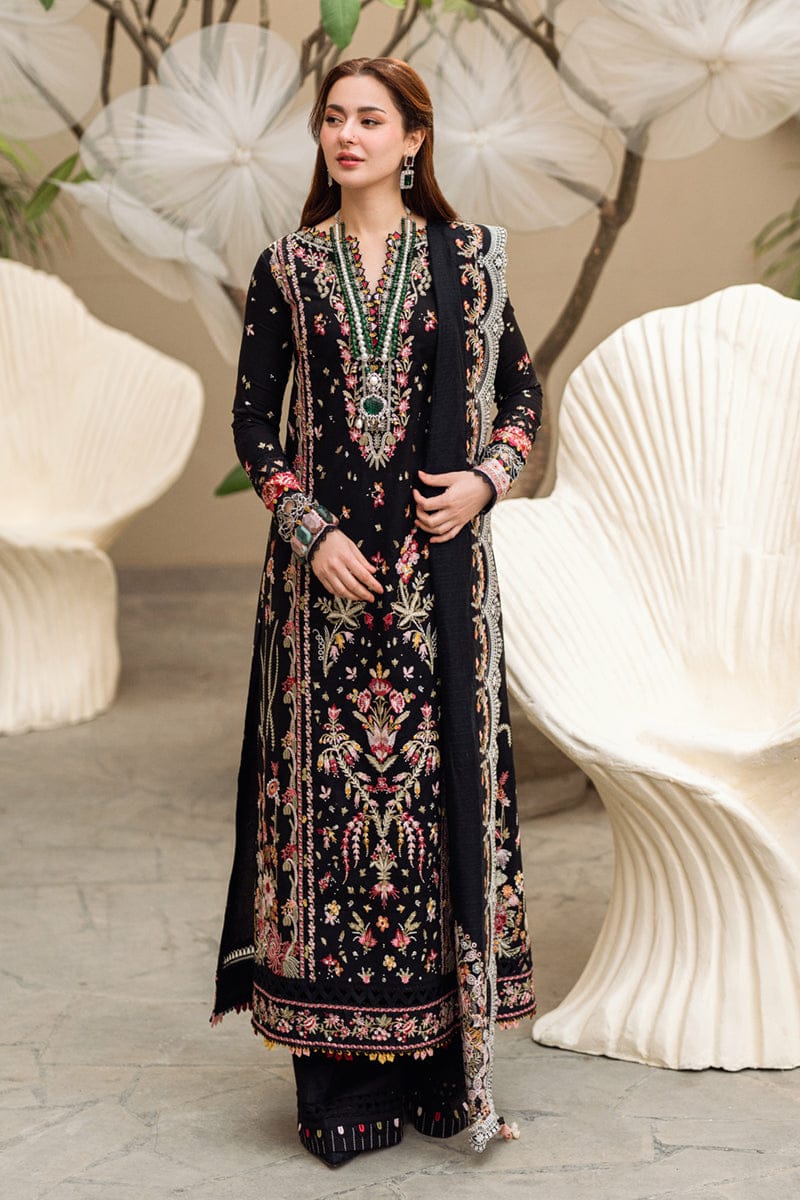 Qalamkar Lawn 3PC Embroidedi With Khadi Net Dupatta