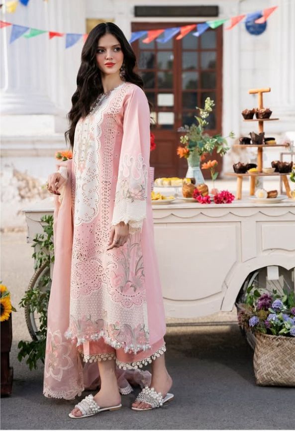 Allys Lawn 3PC Heavy Chicken Kari With Chiffon Dupatta