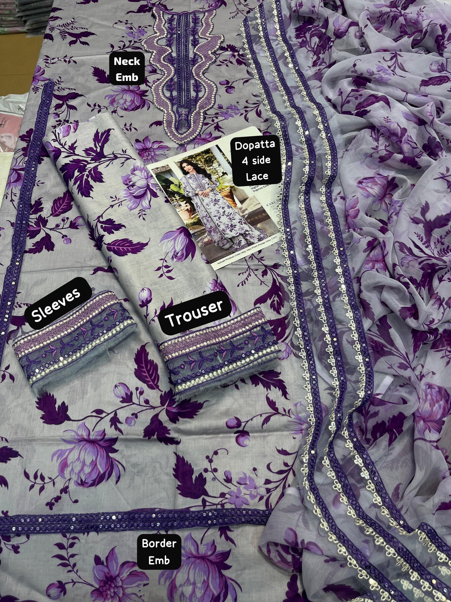 ANEELAS PRINTED LAWN EMBROIDERY DRESS 3 PIECE