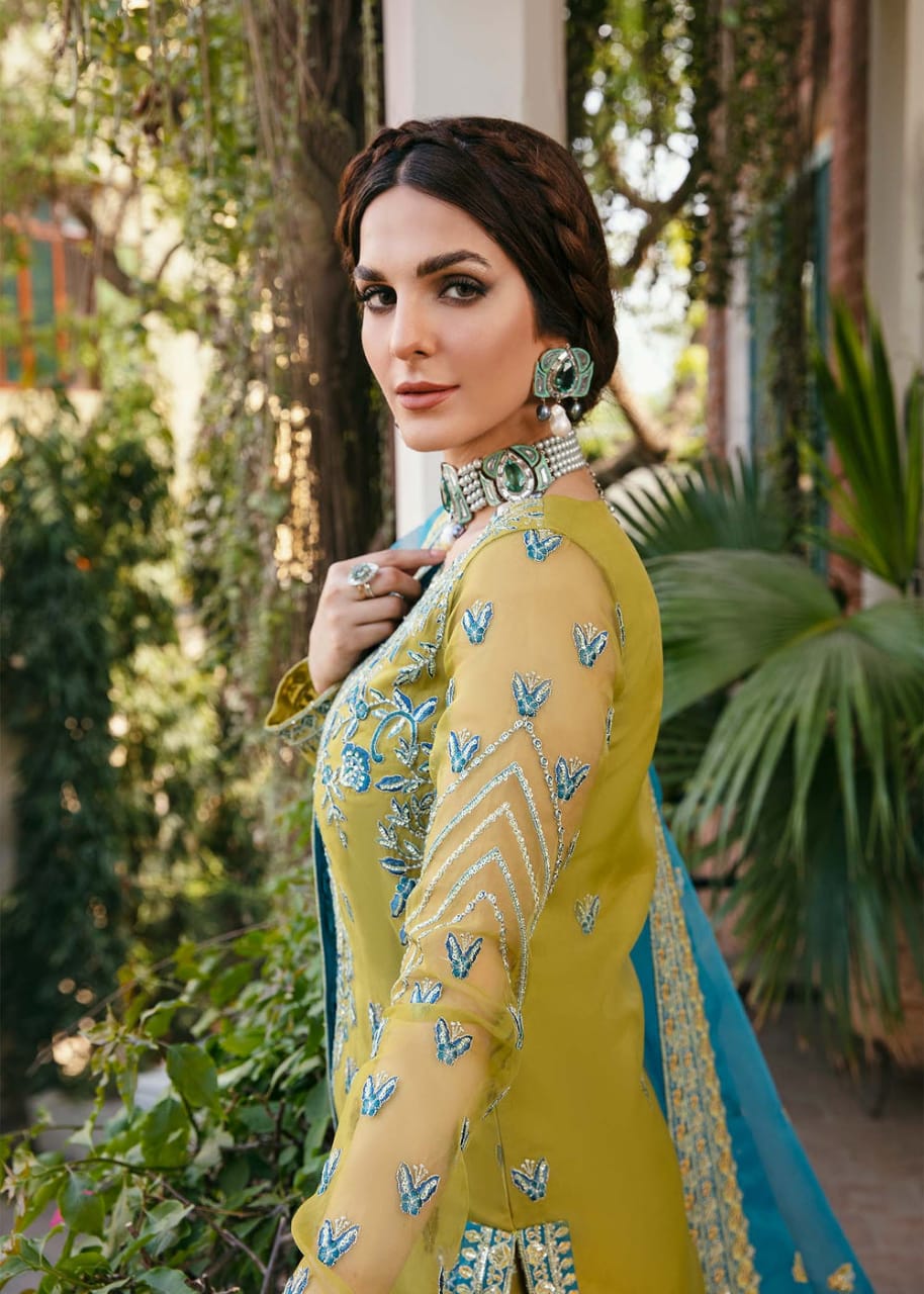 Asim Jofa Lawn 3PC Heavy Embroided With Chiffon Dupatta
