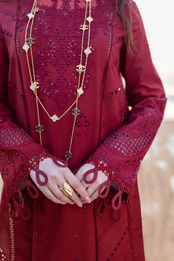 Lawn-3PC Embroidered Shirt with Organza Embroidered Dupatta