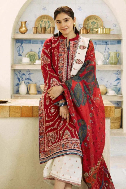 ZaraShah Jahan Lawn 3PC Embroided With Printed  Diamond Dupatta