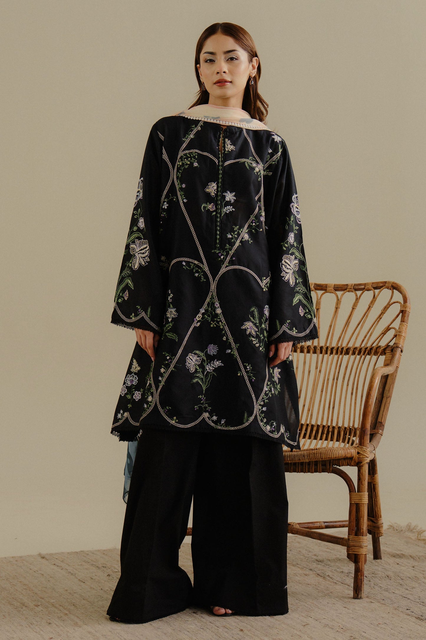 Zara Shah Jahan Lawn 3PC Embroided With Voil Diamond Dupatta