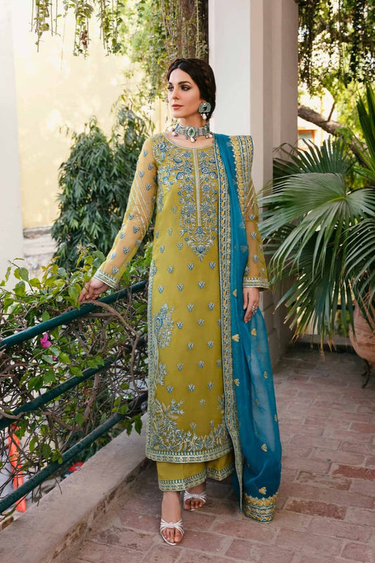 Asim Jofa Lawn 3PC Heavy Embroided With Chiffon Dupatta