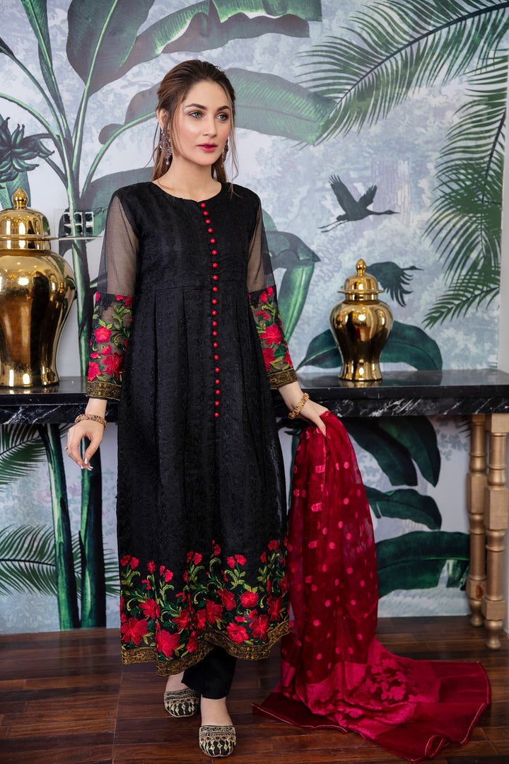 Koh E Noor Lawn 3PC Embroidered With Chiffon Embroidery Dupatta