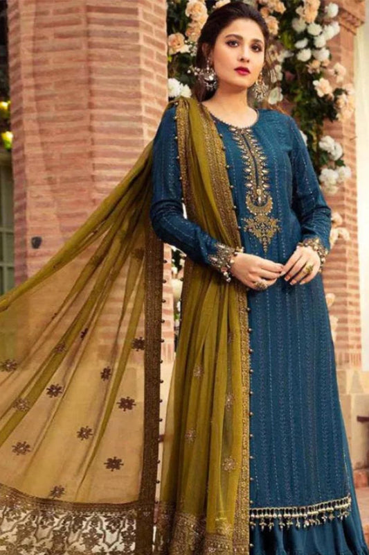 MARIA B Lawn 3PC Embroidered with Chiffon Embroidered Dupatta