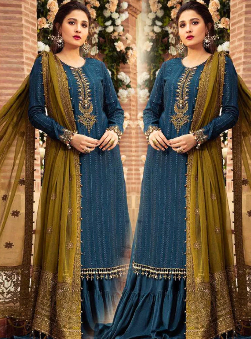 MARIA B Lawn 3PC Embroidered with Chiffon Embroidered Dupatta