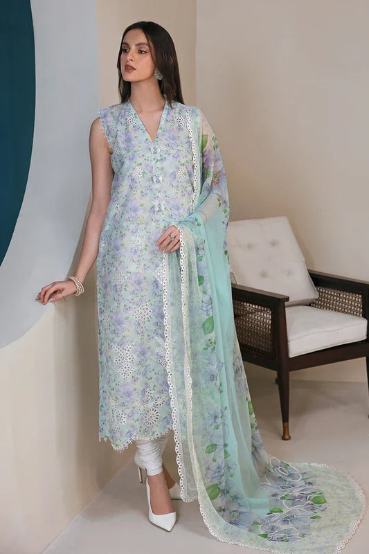 BAROQUE Lawn 3PC Embroidered With Chiffon Dupatta
