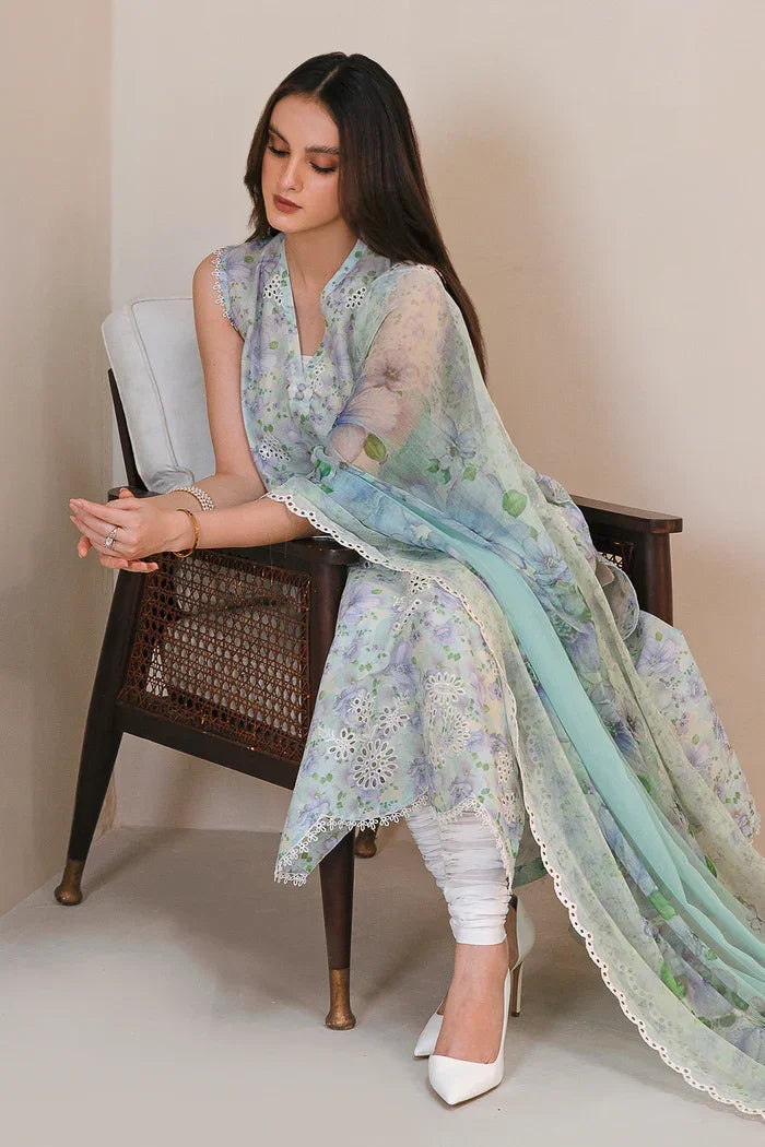 BAROQUE Lawn 3PC Embroidered With Chiffon Dupatta