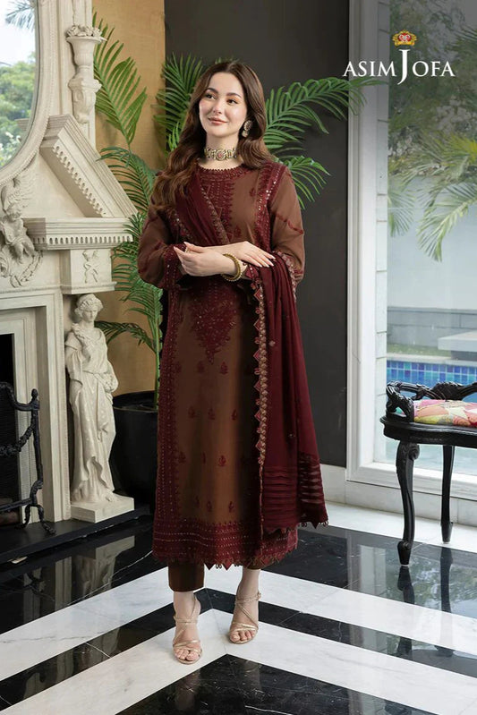 Asim Jofa Lawn 3PC Embroidered With Chiffon Embroidered Dupatta