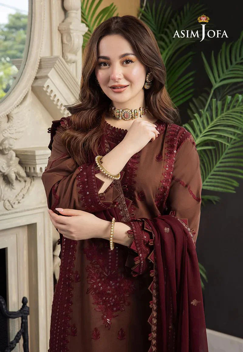 Asim Jofa Lawn 3PC Embroidered With Chiffon Embroidered Dupatta