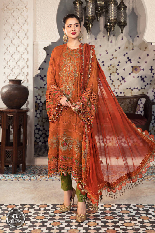 MARIA B Lawn-3PC Embroidered With Chiffon Embroidered Dupatta