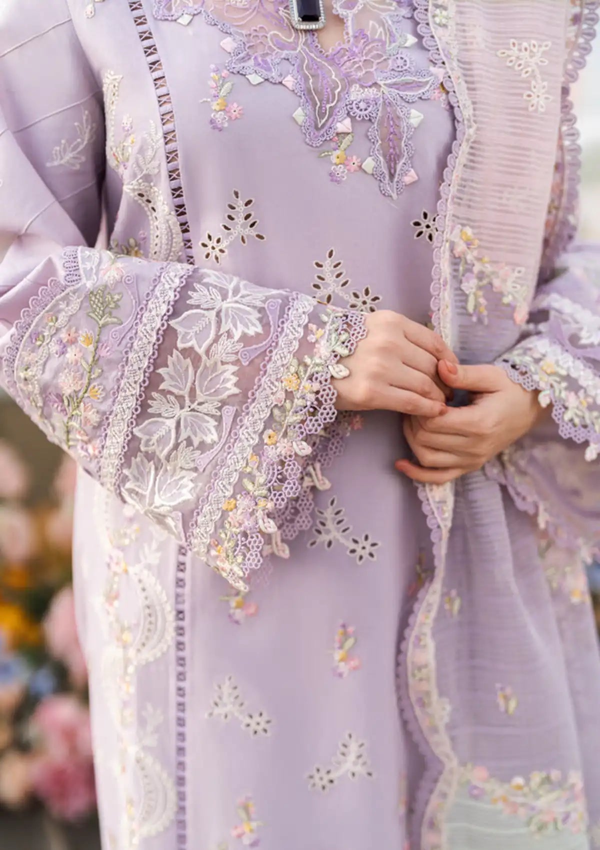 Lawn-3PC Embroidered Shirt with Organza Embroidered Dupatta