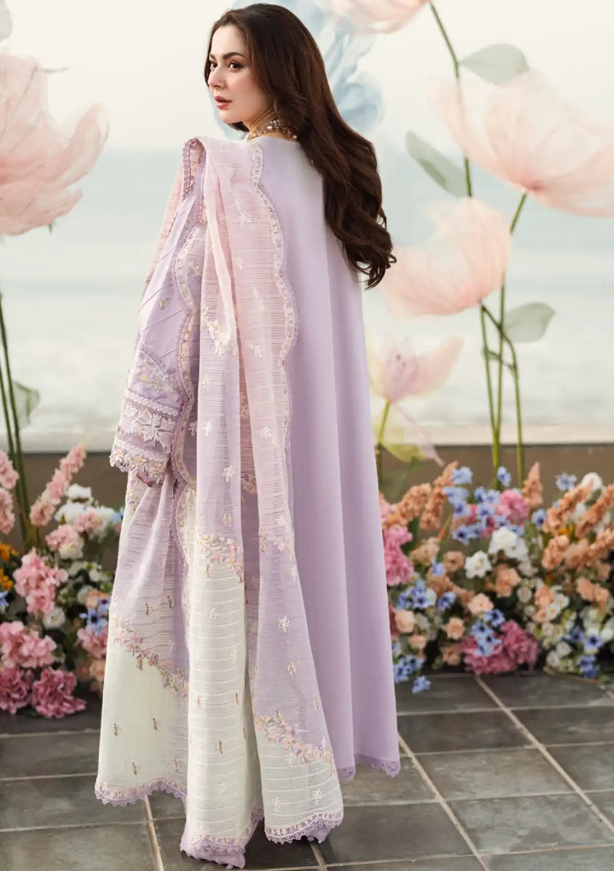 Lawn-3PC Embroidered Shirt with Organza Embroidered Dupatta