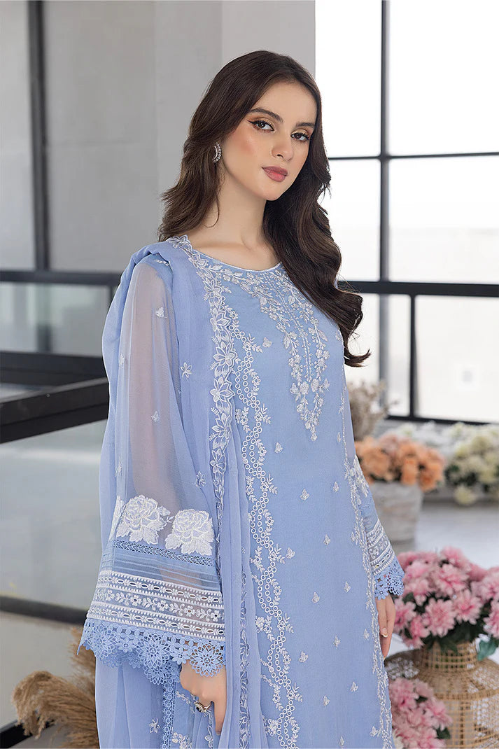 Azure 3PC Embroidered Lawn Suit - unstitch