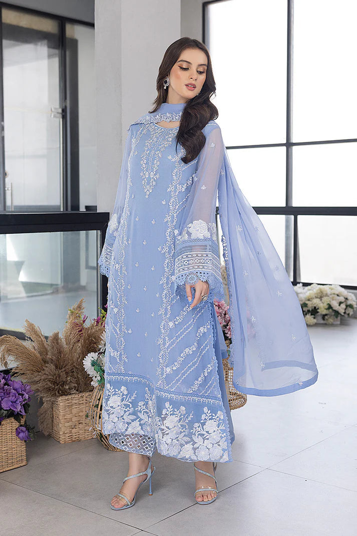 Azure 3PC Embroidered Lawn Suit - unstitch