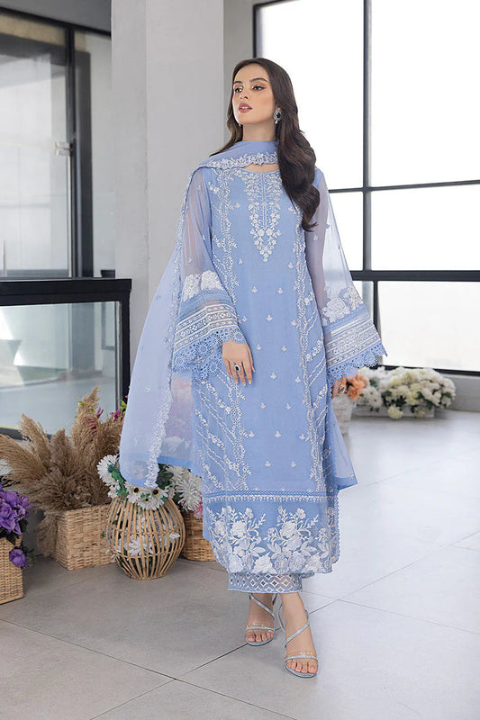 Azure 3PC Embroidered Lawn Suit - unstitch