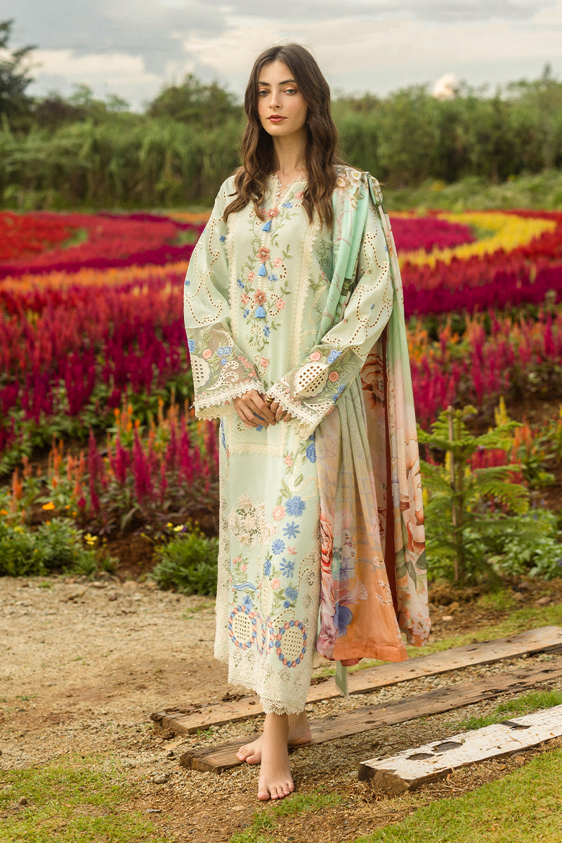 Lawn-3PC Embroidered Shirt with Digital Printed Jacquard Dupatta