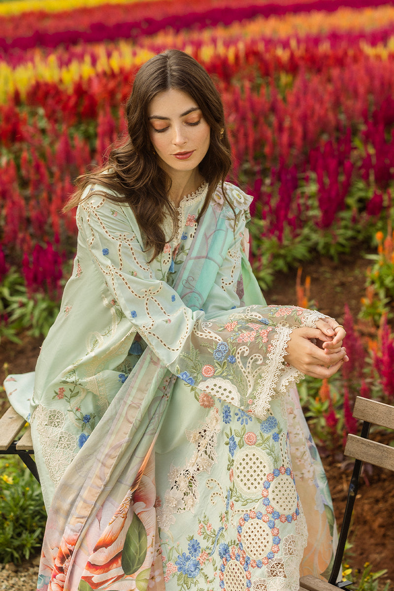 Lawn-3PC Embroidered Shirt with Digital Printed Jacquard Dupatta