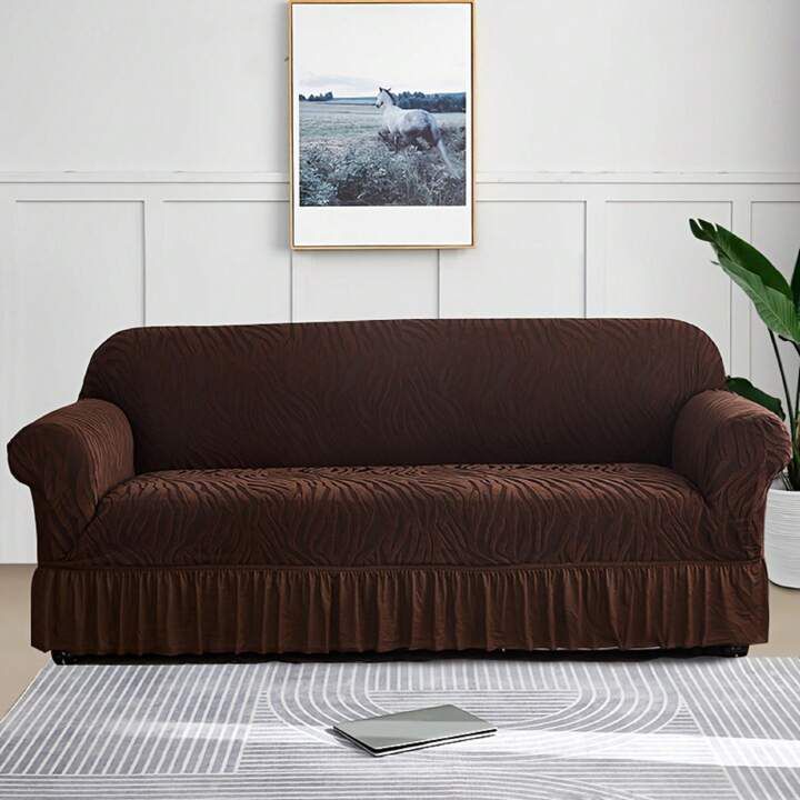 Zebra Velvet Sofa Covers - Brown