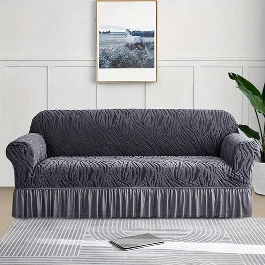 Zebra Velvet Sofa Covers - Gray