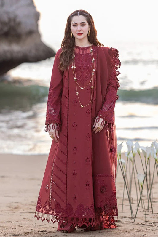 Lawn-3PC Embroidered Shirt with Organza Embroidered Dupatta