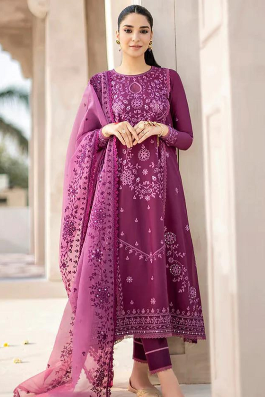 Asim Jofa - 3PC Embroidered Lawn Suit - unstitch