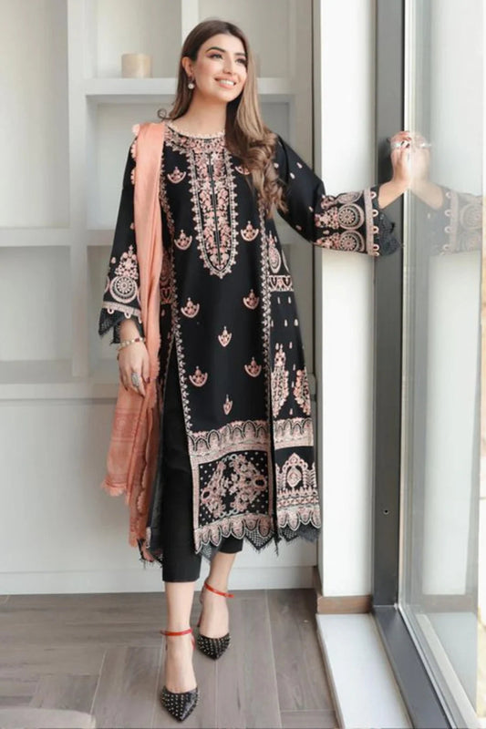 Saira Rizwan 3 Pcs LAWN EMBROIDERY DRESS With Chiffon Embroidery Dupatta