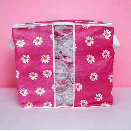 Printed Multipurpose Storage Bag - Daisy Flower Pink