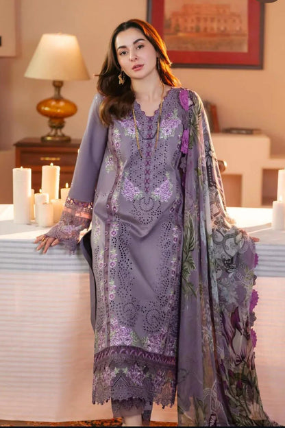 Lawn-3PC Embroidered Shirt with Digital Printed Jacquard Dupatta