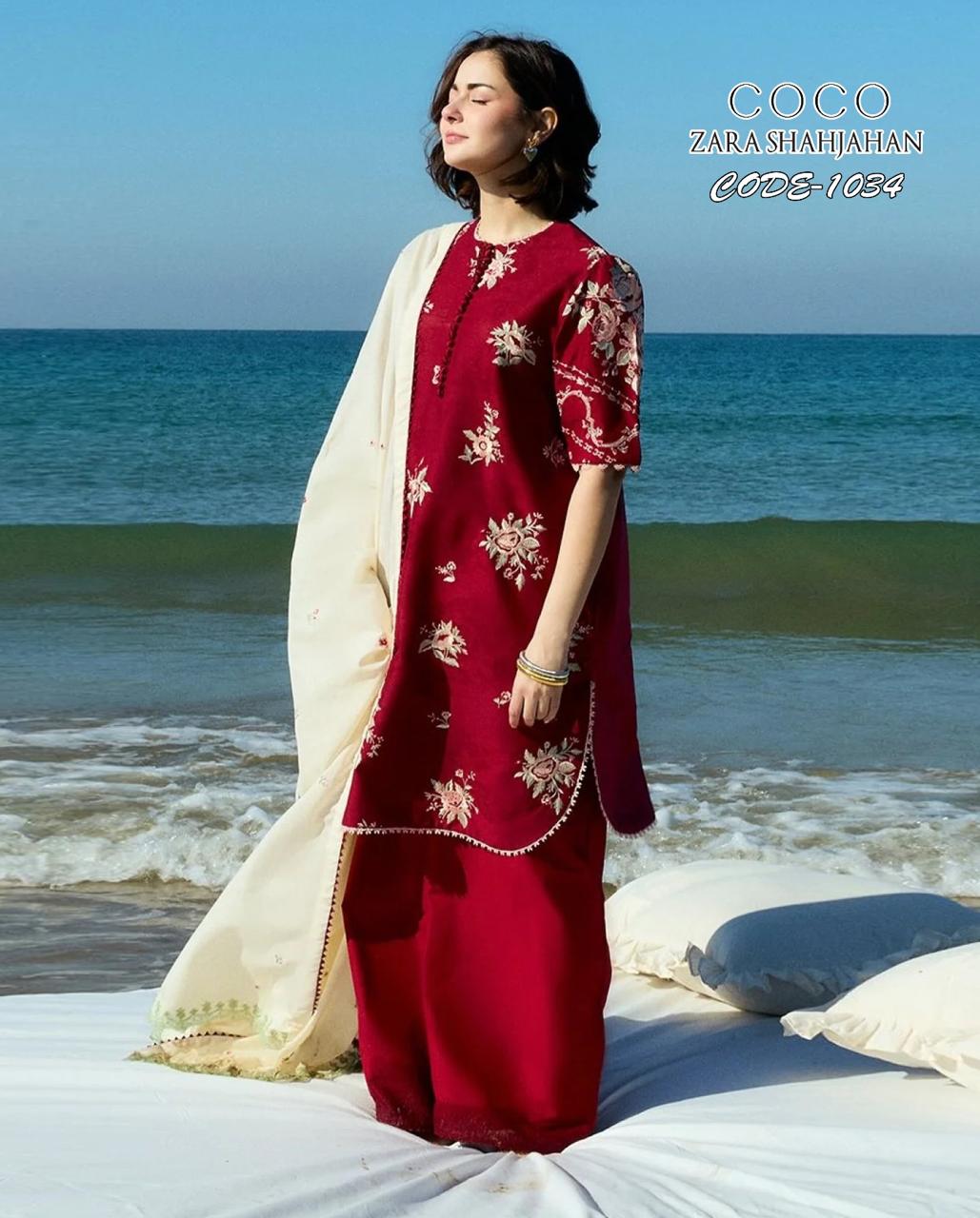 CoCo by ZaraShah jahan 3PC Embroidered Lawn Suit - unstitch