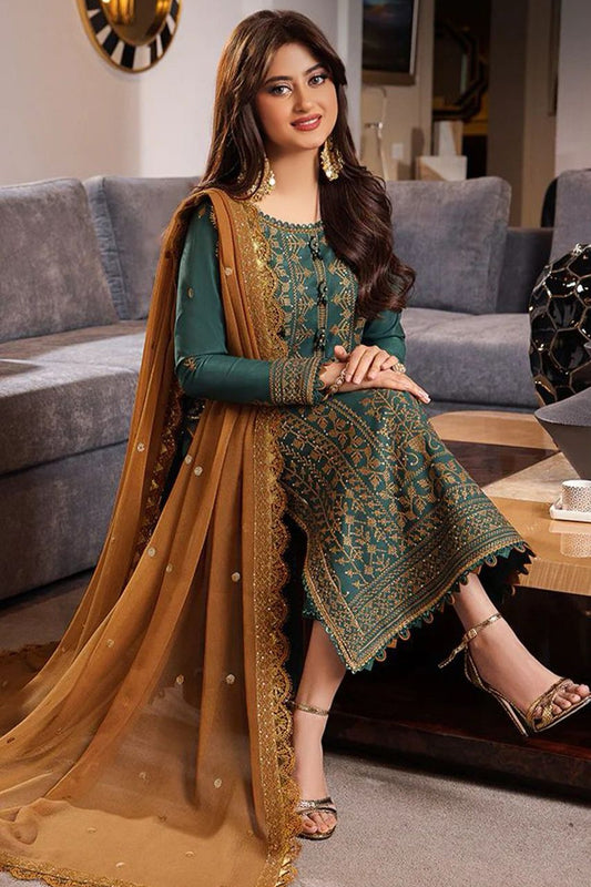 Asim Jofa Lawn 3PC Embroidedi With Chiffon Dupatta