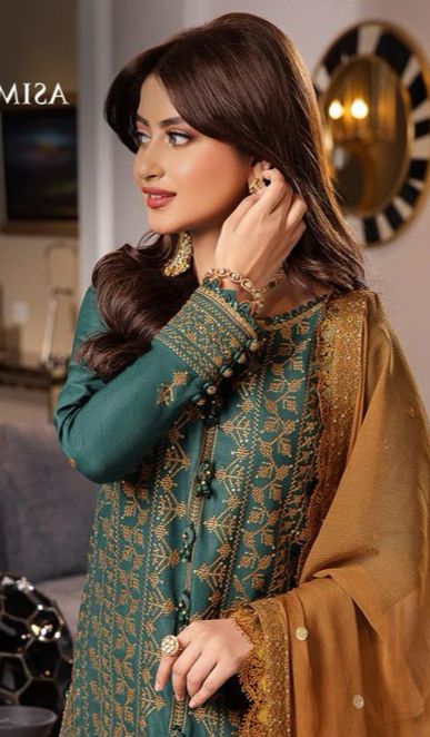 Asim Jofa Lawn 3PC Embroidedi With Chiffon Dupatta