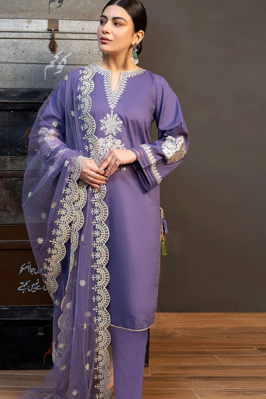 Kokum Lawn 3PC Embroidedi With Organza Dupatta