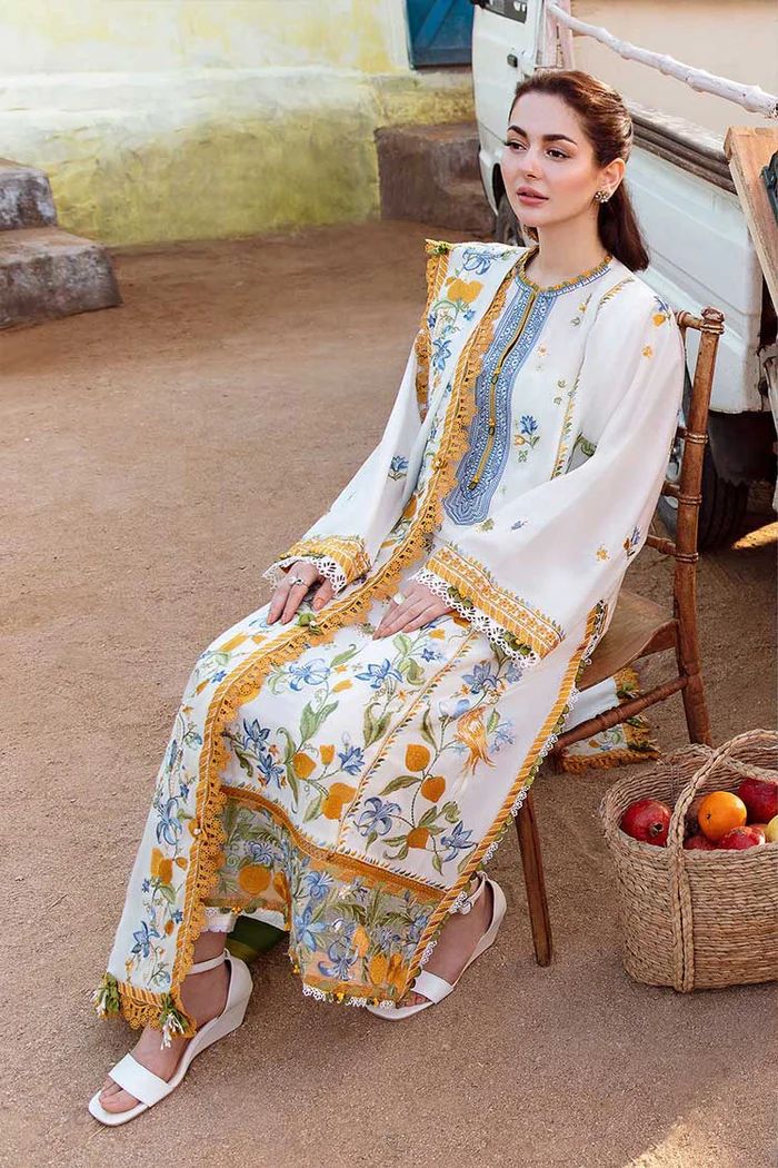 Zaha bt Elan Lawn 3PC Embroided With Chiffon Dupatta