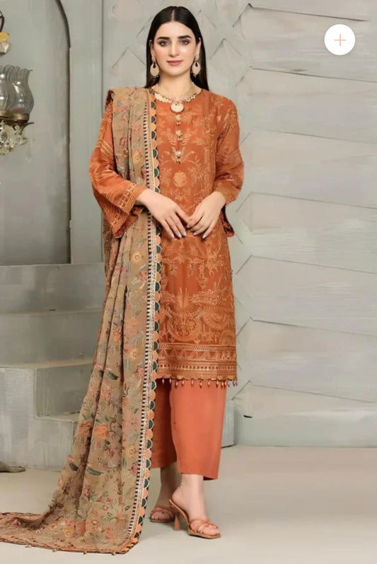 Chrismon Lawn 3PC Embroidedi With Chiffon Dupatta