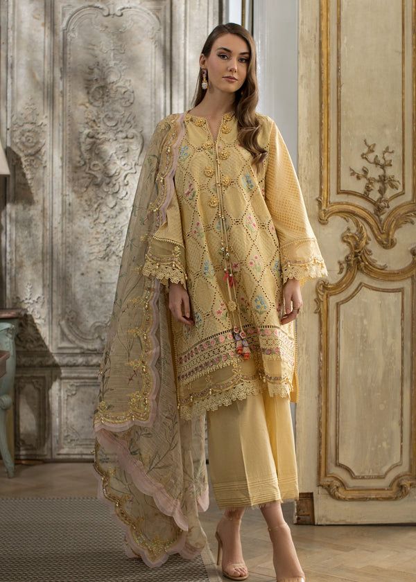 Chrimson Lawn 3PC Heavy Chicken Kari With Chiffon Dupatta