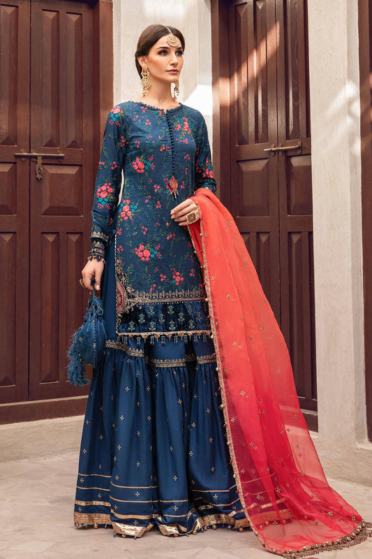 Maria.B Lawn 3PC Embroidered With Chiffon Embroidered Dupatta