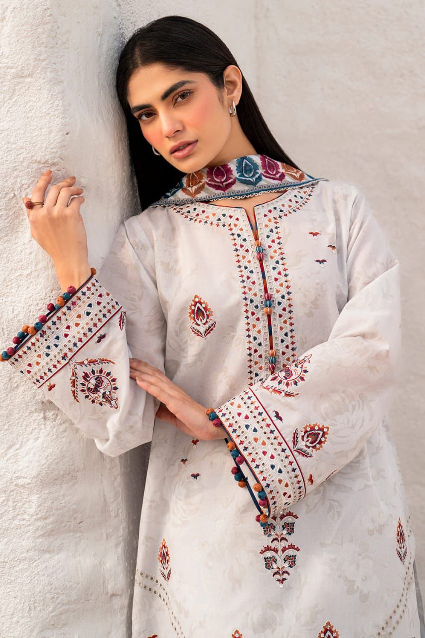 JAZMIN Lawn 3PC Embroidered With VOIL Dupatta