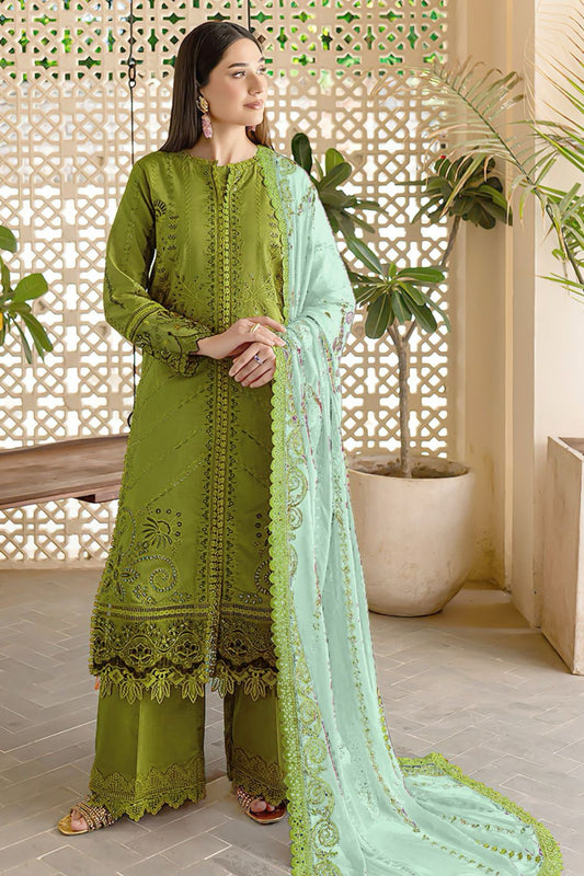 MARJAN Lawn 3PC Embroidered With Chiffon Embroidery Dupatta
