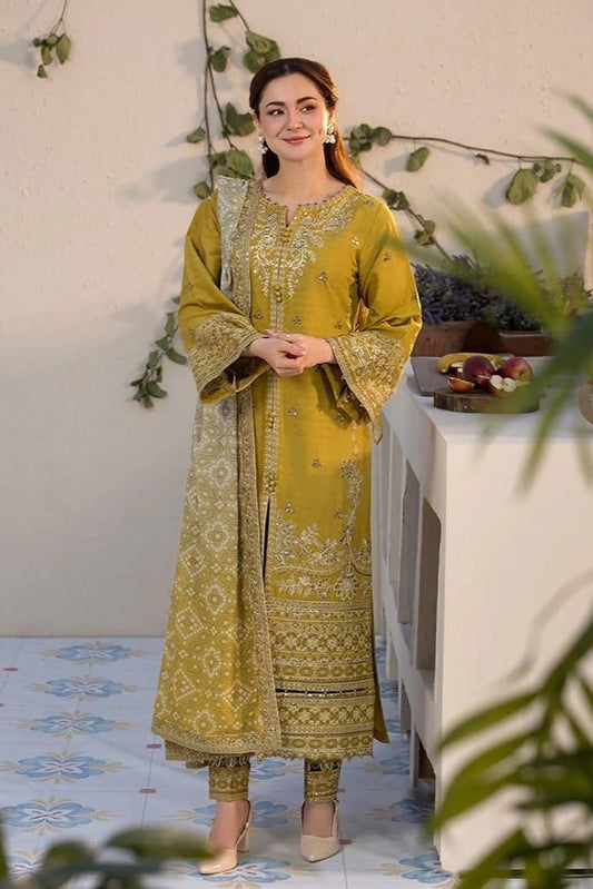QALAMKAR Lawn 3PC Embroidered With Digital Print Dupatta