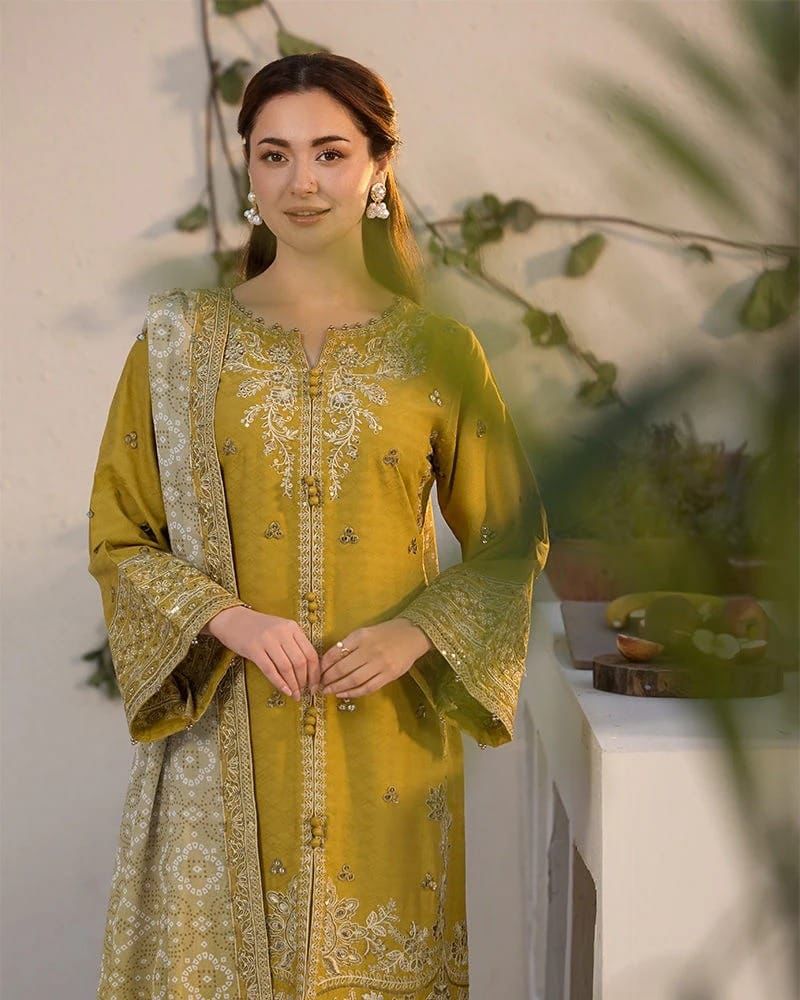 QALAMKAR Lawn 3PC Embroidered With Digital Print Dupatta