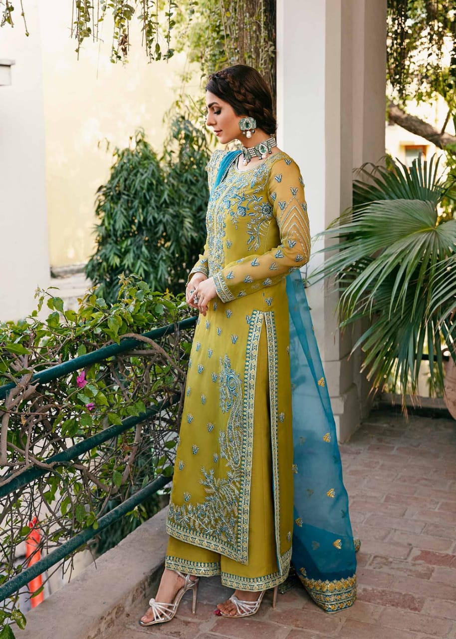 Asim Jofa Lawn 3PC Heavy Embroided With Chiffon Dupatta