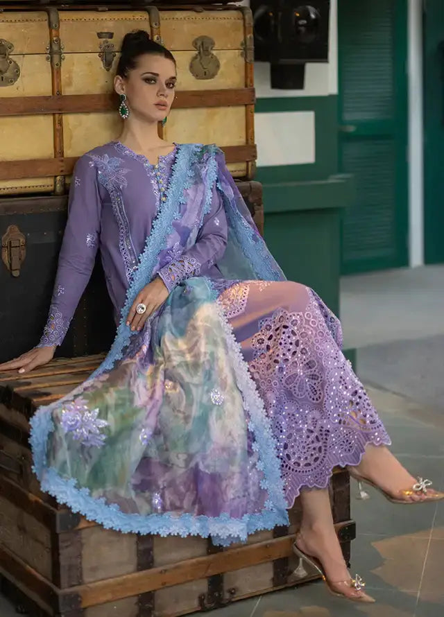 Lawn-3PC Embroidered Shirt with Digital Printed Jacquard Dupatta